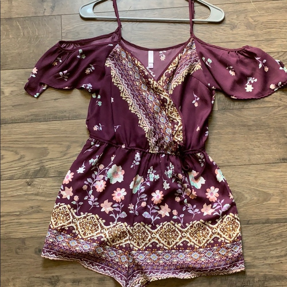 Purple floral romper